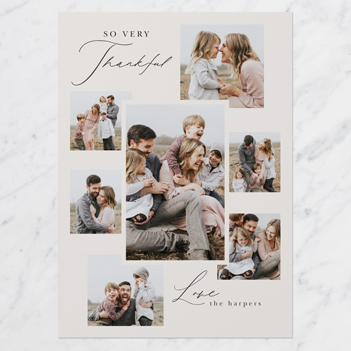 Collage Frame Thank You Card, Grey, 5x7 Flat, Luxe Double-Thick Cardstock, Square, Whisper Gray
