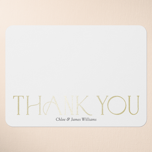 Radiant Gratitude Thank You Card, Gold Foil, White, 5x7 Flat, Pearl Shimmer Cardstock, Rounded