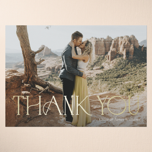 Ornate Gratitude Thank You Card, White, Gold Foil, 5x7 Flat, Pearl Shimmer Cardstock, Square, White