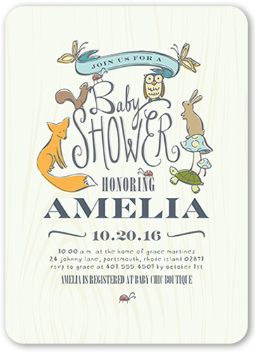 woodsy baby shower invitations