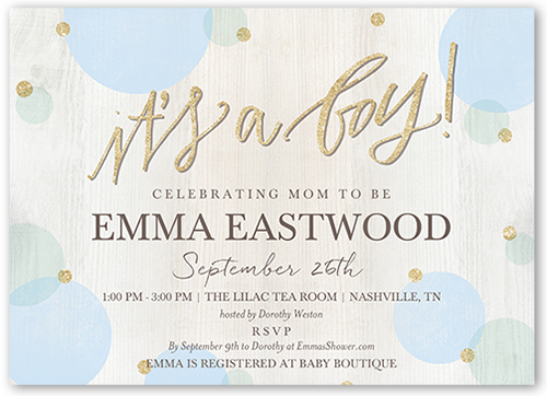 Newborn Confetti Boy Baby Shower Invitation, Beige, Standard Smooth Cardstock, Square