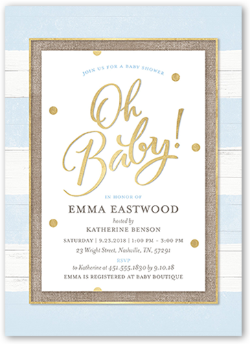 Oh Newborn Boy Baby Shower Invitation, Blue, Matte, Signature Smooth Cardstock, Square