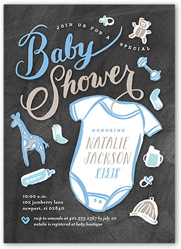 Chalkboard Arrival Boy 5x7 Baby Shower Invitation Cards Shutterfly