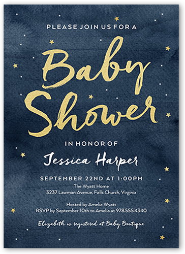 Starry Watercolor Custom Baby Shower Invitations Shutterfly