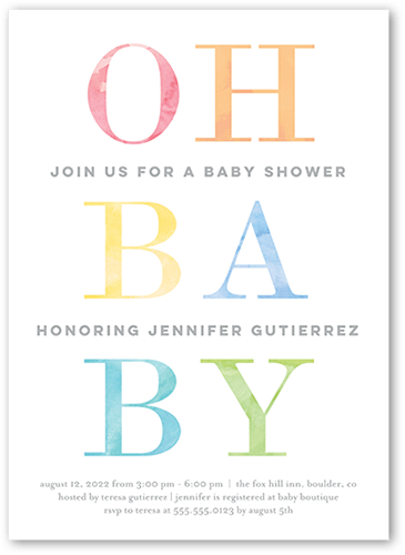 Hello Baby Baby Shower Invitation, Orange, 5x7 Flat, Standard Smooth Cardstock, Square