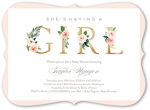 Sprouted Beginnings Baby Shower Invitation, Pink, 5x7 Flat, Matte, Signature Smooth Cardstock, Bracket