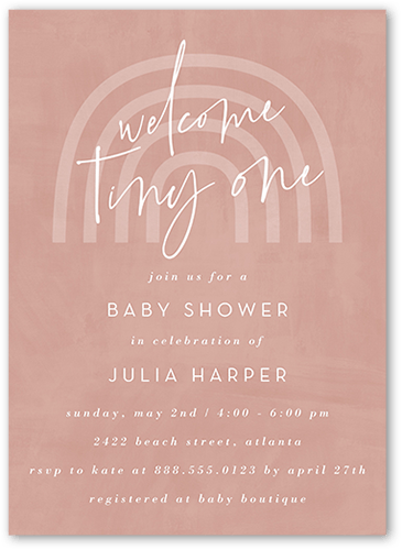 Soft Rainbow Baby Shower Invitation, Pink, 5x7 Flat, Matte, Signature Smooth Cardstock, Square, Desert Rose