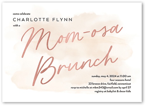 Baby Brunch Brushstrokes Baby Shower Invitation, Beige, 5x7 Flat, Standard Smooth Cardstock, Square