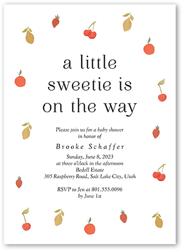 Fruity Frame Baby Shower Invitation, White, 5x7 Flat, Standard Smooth Cardstock, Square, White