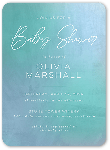 Brilliant Backsplash Baby Shower Invitation, Green, 5x7 Flat, Standard Smooth Cardstock, Rounded, Jewel