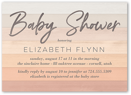 Ombre Wood Baby Shower Invitation, Beige, 5x7 Flat, Matte, Signature Smooth Cardstock, Square, Pueblo