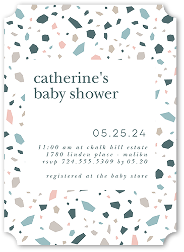Geometric Spatter Baby Shower Invitation, Grey, 5x7 Flat, Matte, Signature Smooth Cardstock, Ticket