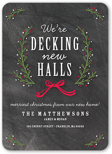 Decking The New Halls Moving Announcement, Gray, 100% Recycled Cardstock , Rounded, Gray