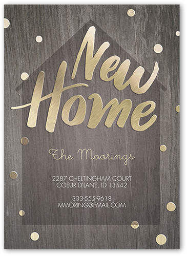 Wooden New Home Moving Announcement, Grey, Standard Smooth Cardstock, Square