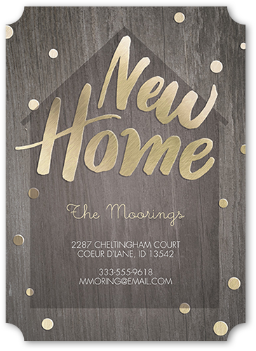 Wooden New Home Moving Announcement, Grey, Pearl Shimmer Cardstock, Ticket