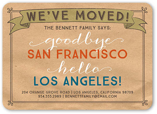 Vintage Poster Moving Announcement, Beige, Matte, Signature Smooth Cardstock, Rounded