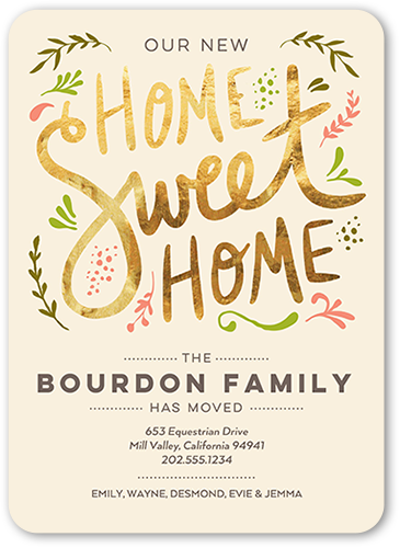 Elegant Sweet Home Moving Announcement, Beige, Standard Smooth Cardstock, Rounded