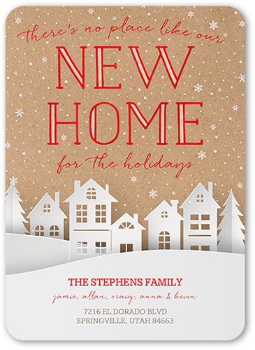 Snowy Suburbs Moving Announcement, Beige, 5x7 Flat, Standard Smooth Cardstock, Rounded, Latte