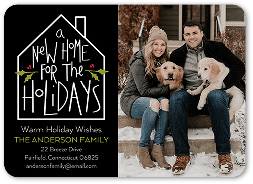 Holiday Home Moving Announcement, Black, 5x7, Holiday, Matte, Signature Smooth Cardstock, Rounded