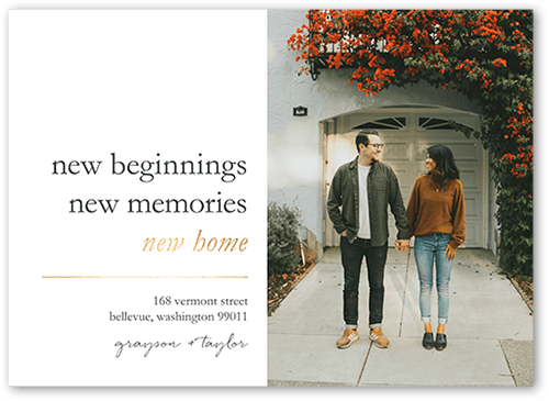 New Memories Moving Announcement, White, 5x7 Flat, Matte, Signature Smooth Cardstock, Square