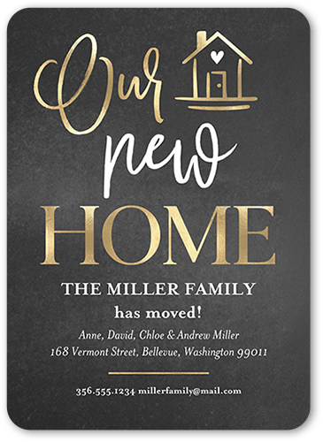 Elegant Home Moving Announcement, Grey, 5x7 Flat, Matte, Signature Smooth Cardstock, Rounded