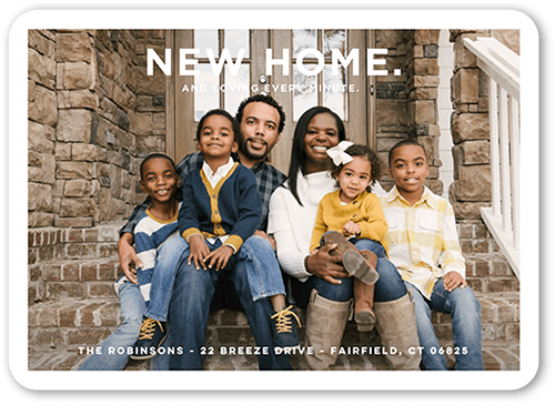 New Home Frame Moving Announcement, White, 5x7 Flat, Pearl Shimmer Cardstock, Rounded
