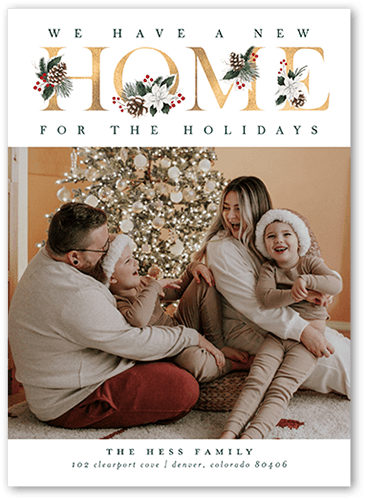 Holly Home Moving Announcement, White, 5x7 Flat, Luxe Double-Thick Cardstock, Square, White