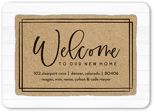 Welcome Mat Moving Announcement, Beige, 5x7 Flat, Matte, Signature Smooth Cardstock, Rounded, Tan