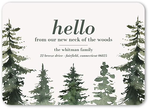 Woodland Wanderlust Moving Announcement, Grey, 5x7 Flat, Standard Smooth Cardstock, Rounded