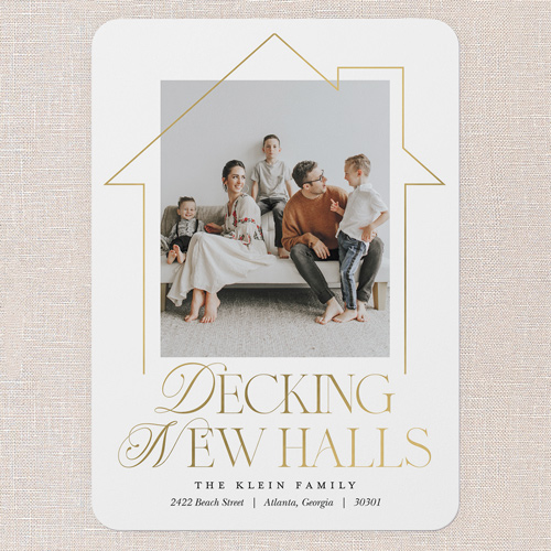 Holiday Move Moving Announcement, White, 5x7 Flat, 100% Recycled Cardstock , Rounded, White