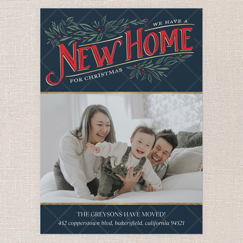 Festive New Digs Moving Announcement, Blue, 5x7 Flat, 100% Recycled Cardstock , Square, Nautical