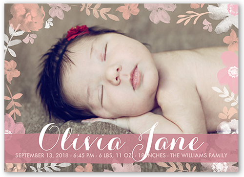 8x8 shower baby Painted Border 5x7 Birth Floral Card Announcement Shutterfly