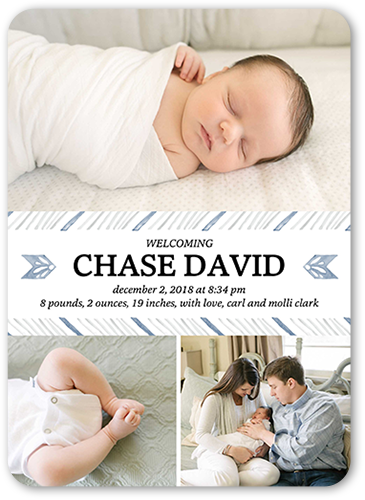 Sweetest Arrival Boy Birth Announcement, Rounded Corners
