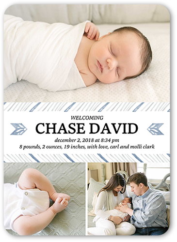 Sweetest Arrival Boy Birth Announcement, White, Matte, Signature Smooth Cardstock, Rounded
