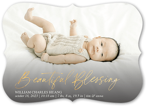 Handwritten Blessing Birth Announcement, Yellow, 5x7 Flat, Matte, Signature Smooth Cardstock, Bracket