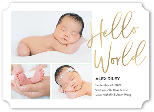 Welcome To The World Birth Announcement, White, 5x7, Matte, Signature Smooth Cardstock, Ticket