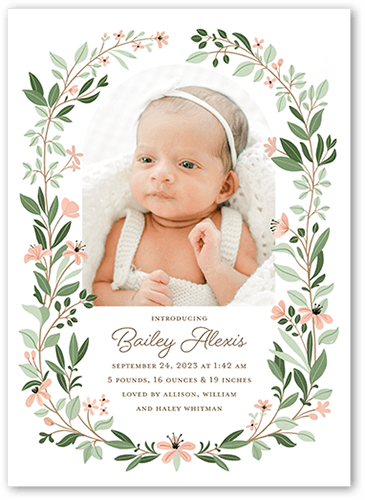 Grown Frame Birth Announcement, none, White, 5x7 Flat, Luxe Double-Thick Cardstock, Square