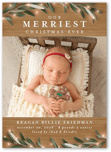 Our New Gift Birth Announcement, Beige, 5x7 Flat, Write Your Own Greeting, Luxe Double-Thick Cardstock, Square