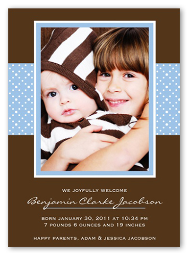 Truly Gifted Blue Birth Announcement, Blue, Luxe Double-Thick Cardstock, Square