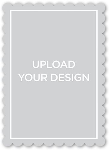 Upload Your Own Design Baptism Invitation, White, Pearl Shimmer Cardstock, Scallop