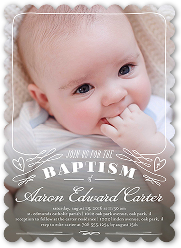 Simple And Sweet Baptism Invitation, White, Matte, Signature Smooth Cardstock, Scallop