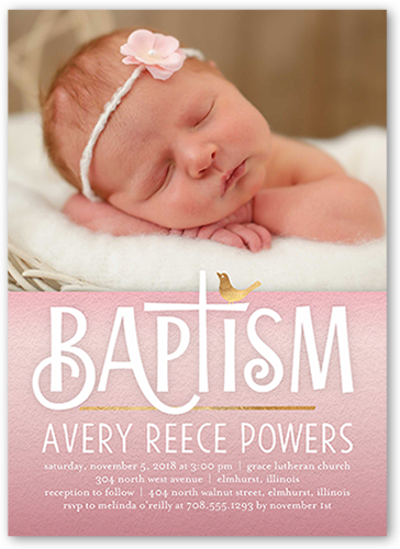 Gradient Christening Girl Baptism Invitation, Pink, Pearl Shimmer Cardstock, Square