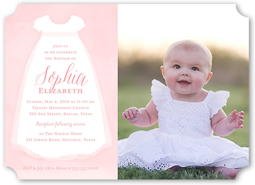 Little Christening Baptism Invitation, Pink, Pearl Shimmer Cardstock, Ticket