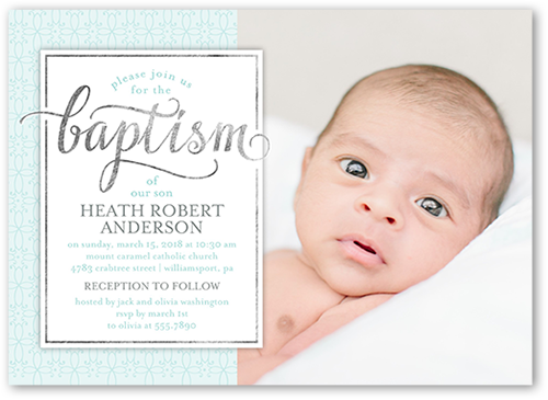 Graceful Introduction Boy Baptism Invitation, Blue, Matte, Signature Smooth Cardstock, Square