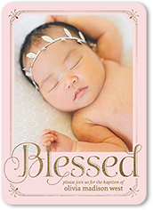 boldly blessed girl baptism invitation 5x7 flat