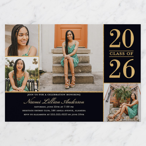 Proud Moment Graduation Invitation, Black, 5x7 Flat, Matte, Signature Smooth Cardstock, Square, Black