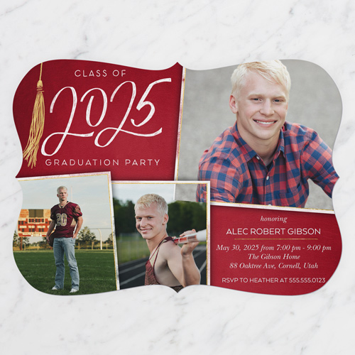 Extraordinary Tassel Graduation Invitation, Red, 100% Recycled Cardstock , Bracket