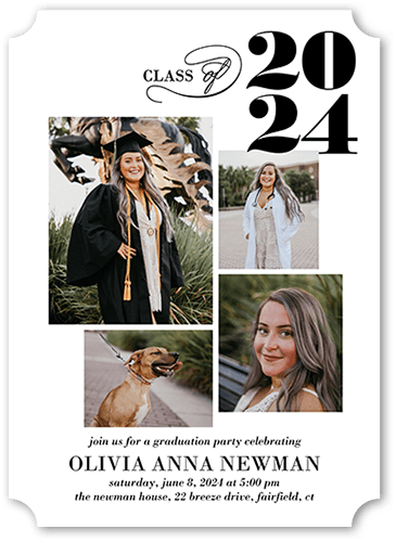Script Class Graduation Invitation, White, none, 5x7, Pearl Shimmer Cardstock, Ticket