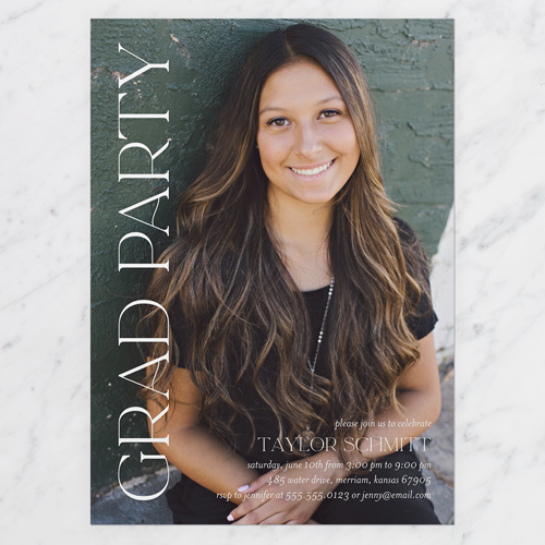 Traditional Sentiment Graduation Invitation, White, none, 5x7 Flat, Pearl Shimmer Cardstock, Square, White