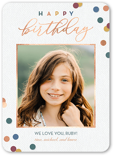 Confetti Birthday Birthday Card, Grey, 5x7, Pearl Shimmer Cardstock, Rounded